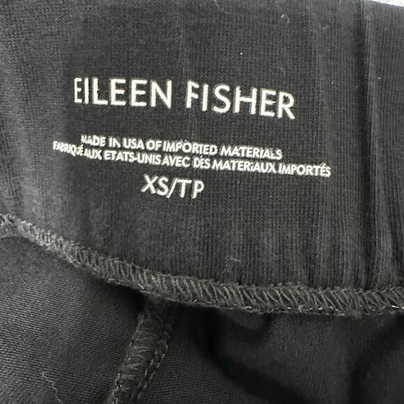 Eileen Fisher Pants Women XS Black Pull On Wide Leg Cropped Organic Cotton Knit - Picture 8 of 10